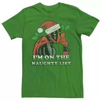 Мужская праздничная футболка Marvel Deadpool Santa Secret Naughty List Licensed Character