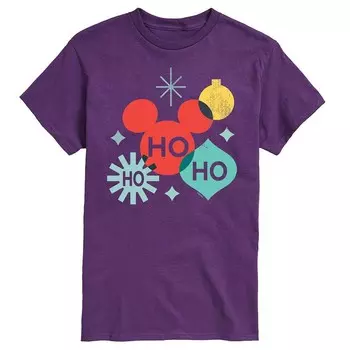Мужская праздничная футболка с рисунком Микки Мауса Disney's Ho Ho Ho Shapes, фиолетовый