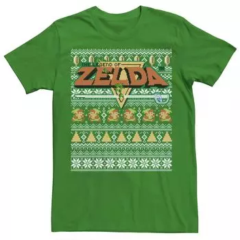 Мужская праздничная футболка с рисунком Nintendo Legend Of Zelda 8-Bit Ugly Holiday Sweater Licensed Character