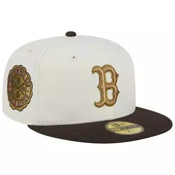 Мужская приталенная кепка New Era белого/коричневого цвета Boston Red Sox 1915 World Series 59FIFTY