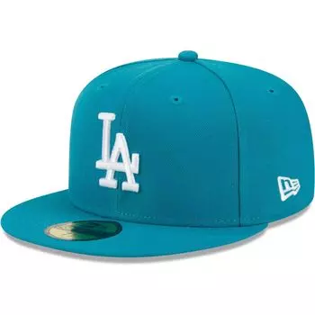 Мужская приталенная кепка New Era Бирюзовая Los Angeles Dodgers 59FIFTY