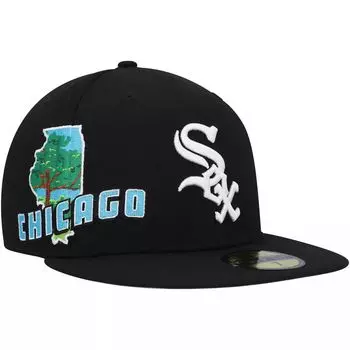 Мужская приталенная кепка New Era Black Chicago White Sox Stateview 59FIFTY