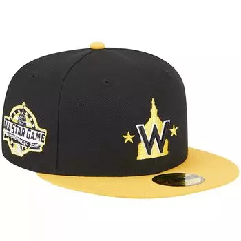 Мужская приталенная кепка New Era Black/Gold Washington Nationals 59FIFTY