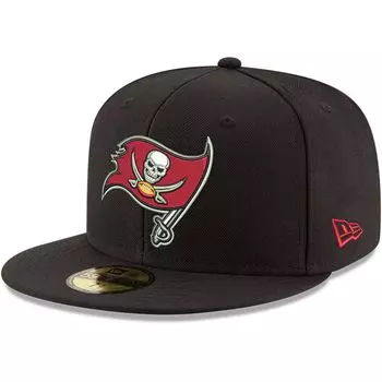 Мужская приталенная кепка New Era Black Tampa Bay Buccaneers Omaha Primary Logo 59FIFTY