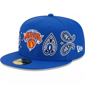 Мужская приталенная кепка New Era Blue New York Knicks Paisley 59FIFTY