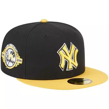 Мужская приталенная кепка New Era черная/золотая New York Yankees 59FIFTY