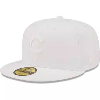Мужская приталенная кепка New Era Chicago Cubs White on White 59FIFTY