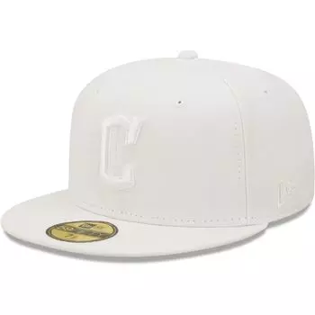 Мужская приталенная кепка New Era Cleveland Guardians White on White 59FIFTY
