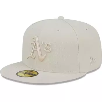 Мужская приталенная кепка New Era цвета хаки Oakland Athletics в тон 59FIFTY