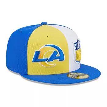 Мужская приталенная кепка New Era Gold/Royal Los Angeles Rams 2023 Sideline 59FIFTY