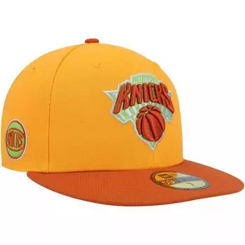 Мужская приталенная кепка New Era Gold/Rust New York Knicks 59FIFTY