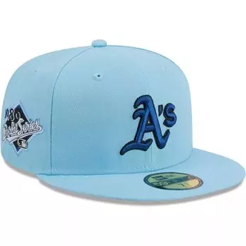 Мужская приталенная кепка New Era голубая Oakland Athletics 59FIFTY