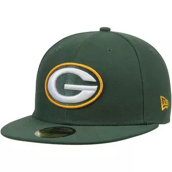Мужская приталенная кепка New Era Green Green Bay Packers Omaha 59FIFTY
