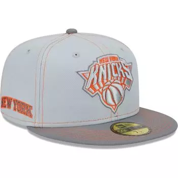 Мужская приталенная кепка New Era Grey New York Knicks Color Pop 59FIFTY