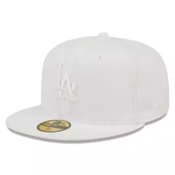 Мужская приталенная кепка New Era Los Angeles Dodgers White on White 59FIFTY