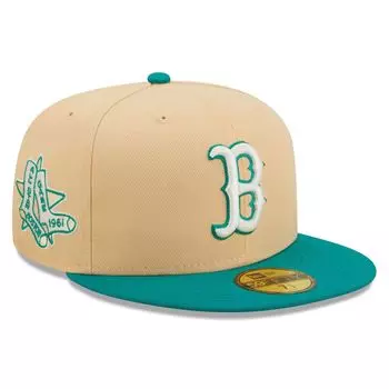 Мужская приталенная кепка New Era Natural/Teal Boston Red Sox Mango Forest 59FIFTY
