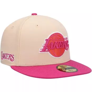 Мужская приталенная кепка New Era оранжево-розовая Los Angeles Lakers Passion Mango 59FIFTY