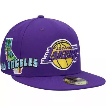 Мужская приталенная кепка New Era Purple Los Angeles Lakers Stateview 59FIFTY