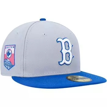 Мужская приталенная кепка New Era серого/синего цвета Boston Red Sox Dolphin 59FIFTY