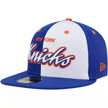 Мужская приталенная кепка New Era синего/белого цвета New York Knicks Griswold 59FIFTY