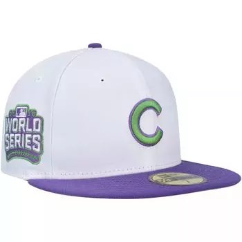 Мужская приталенная кепка New Era White Chicago Cubs с боковой нашивкой 59FIFTY