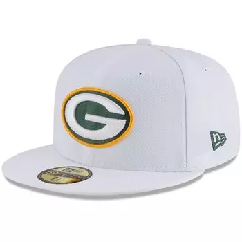 Мужская приталенная кепка New Era White Green Bay Packers Omaha 59FIFTY