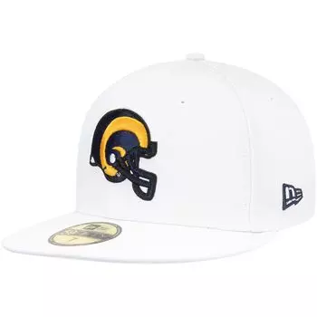 Мужская приталенная кепка New Era White Los Angeles Rams Historic Omaha 59FIFTY