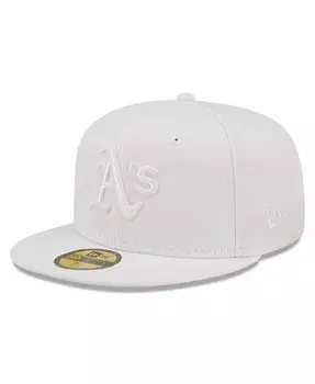 Мужская приталенная кепка Oakland Athletics белая на белом 59FIFTY New Era