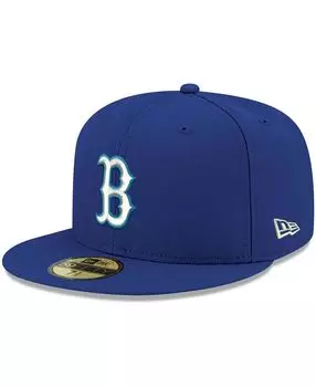 Мужская приталенная кепка Royal Boston Red Sox Logo белая 59FIFTY New Era
