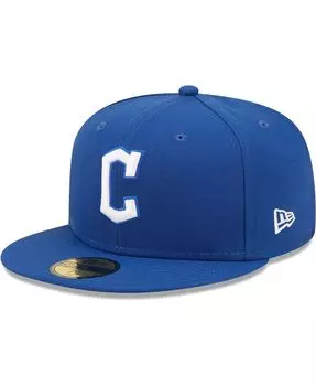 Мужская приталенная кепка Royal Cleveland Guardians Logo белая 59FIFTY New Era
