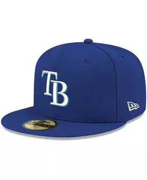 Мужская приталенная кепка Royal Tampa Bay Rays Logo белая 59FIFTY New Era