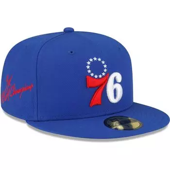 Мужская приталенная кепка с двухцветным логотипом New Era Royal Philadelphia 76ers 3x NBA Finals Champions 59FIFTY
