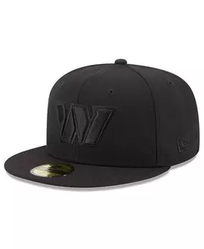 Мужская приталенная кепка Washington Commanders Black on Black с альтернативным логотипом 59FIFTY New Era