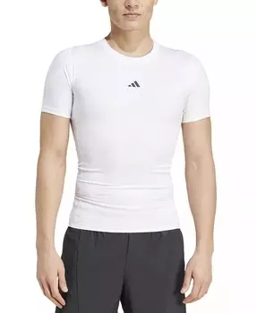 Мужская приталенная компрессионная футболка Tech-Fit с круглым вырезом adidas, белый