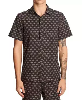 Мужская приталенная рубашка для плавания Gilby с коротким рукавом и принтом на пуговицах спереди Paisley & Gray, черный