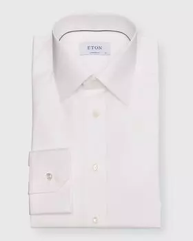 Мужская приталенная рубашка для вечеринки с микрогеометрическим узором Eton, цвет White