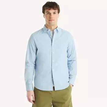 Мужская приталенная рубашка Nautica с принтом, устойчивая к складкам, цвет crystal bay blue