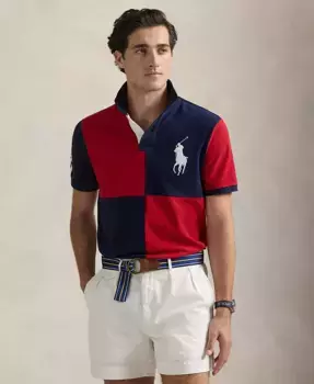 Мужская приталенная рубашка-поло Big Pony Mesh Custom Polo Ralph Lauren, красный