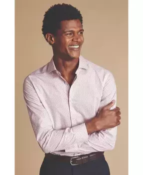 Мужская приталенная рубашка с принтом Medallion Non-Iron Stretch Charles Tyrwhitt, розовый