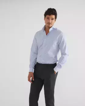 Мужская приталенная рубашка в синюю полоску Silbon, синий