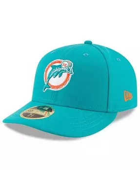 Мужская приталенная шляпа Aqua Miami Dolphins Omaha Throwback Low Profile 59FIFTY New Era, синий