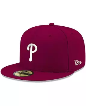 Мужская приталенная шляпа Cardinal Philadelphia Phillies Logo белая 59FIFTY New Era