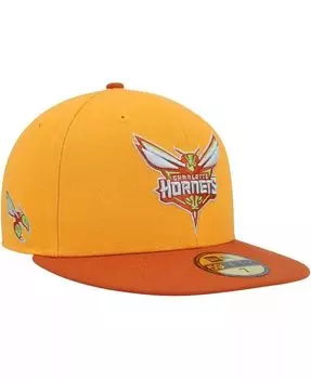 Мужская приталенная шляпа Charlotte Hornets 59FIFTY золотисто-ржавого цвета New Era, золотой