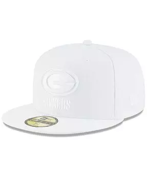 Мужская приталенная шляпа Green Bay Packers White on White 59FIFTY New Era