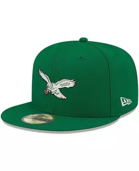 Мужская приталенная шляпа Kelly Green Philadelphia Eagles Omaha Throwback 59FIFTY New Era