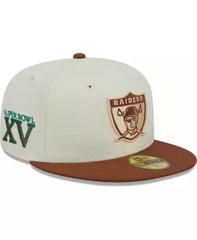 Мужская приталенная шляпа кремового, ярко-оранжевого цвета Las Vegas Raiders City Icon 59FIFTY New Era, белый