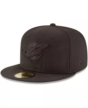Мужская приталенная шляпа Miami Dolphins Black On Black 59FIFTY New Era