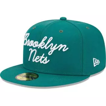 Мужская приталенная шляпа New Era Augusta Green Brooklyn Nets Script 59FIFTY