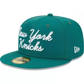 Мужская приталенная шляпа New Era Augusta Green New York Knicks Script 59FIFTY