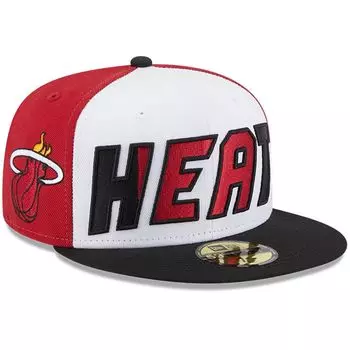 Мужская приталенная шляпа New Era белого/черного цвета с половиной спинки Miami Heat 9FIFTY